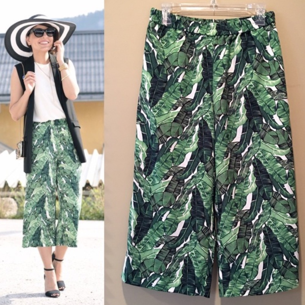 H&M Conscious Palm Print Culottes